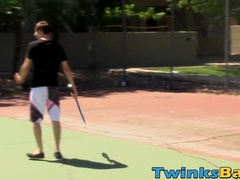 Pierced twinkie takes two cocks in his butt at the same time