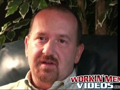 Chubby guy masturbates and shoots big load on a dinner plate