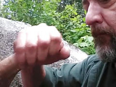 Dad sucks off good boy in woods