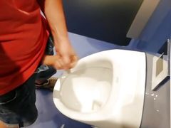 risky masturbation in a public toilet at the shopping mall