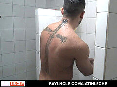dangled Latino drilled In Gym shower