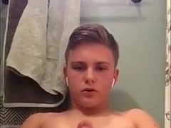 Cute little twink jerks off and cums 7
