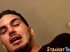 Straight thug with piercings talks dirty and strokes himself