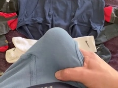 Hanes underwear, black socks, cock in sock