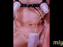 Japanese  boy nipple masturbation with nippledome and penis was erected