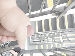 Public cum on stairs ALMOST CAUGHT