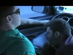 Twinks in car jerking and sucking on the road