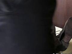 Black stud tied up and gagged for bare feet worshiping