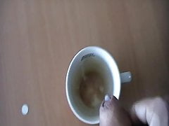 Cumming in a coffee cup cumshot