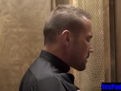 Servicing Big Step father Cock At The Confessional Gloryhole