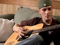 sole fetishist young gay frolicking guitar and spunk-pump solo