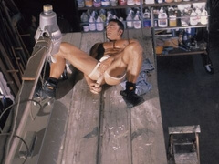 Inserting his manhood into his anus (Jake Andrews, Cort Jensen)