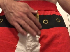 Guy has Joy in X-Mas Guy Undergarments & Manstick Have Fun