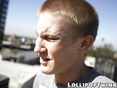 Known bottom Brice Carson licks his lollipop while analed