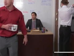 Handsome stud bouncing on fat piston for a raise