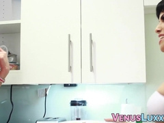 Wild Asian ladyboy Venus Lux stroking dick with cute tbabe