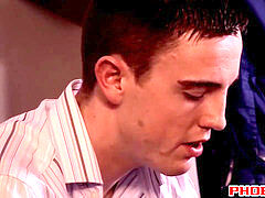 Two twink studs donk fucking hard in the office for fun