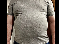 Big Construction Worker Belly in Tight Shirt