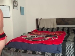 Father figure showcasing off a fantastic undergarments bounty from a worshipper