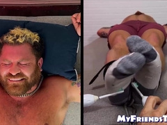 Hairy Riley was bound and endured the tickling torment by the master