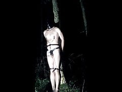 Selfbondage orgasm in the dark forest