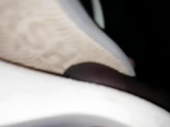 Jerking with my wife's white wedge flip flops