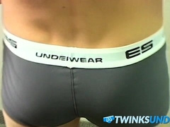 Hung butt buddy plays with his dick in his underwear solo