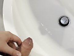Risky pee in sink at public toilet