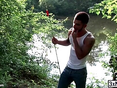 Hairy hunk Vadim Black and handsome Adam Bryant engages in a gay outdoor sex