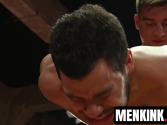 Loser Kaden Alexander gets covered in hot wax and fucked by Jordan Boss