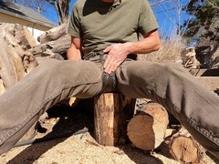 Guy enjoying outdoor piss and cum sessions