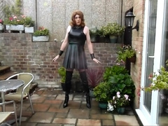 Aliosn Wanking In Pvc Dress And Thigh Boots