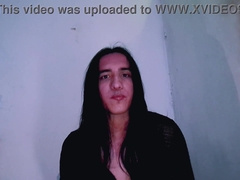 Tiny pretty sissy in swimsuit guzzling her own jism