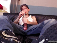 Sounding, smoking and big dildo in ass