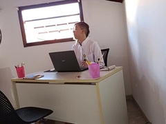 Proctologist does whatever she wants with her patient's rump.