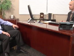 Suited officehunks pounding each other