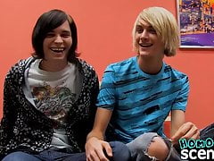 Anal penetration session with two emo twinks with long hair