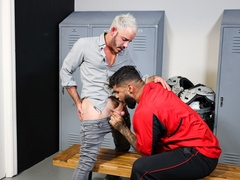 Latino with a nice torso is bending over for a hunk