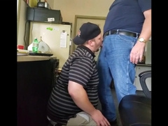 Daddy trucker dumps a quick load in Chubby Boy's mouth... 7