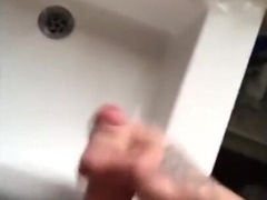 Tattooed Hunk Strokes His Big Cock Alone