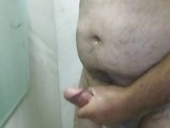 Masculine Bear Takes a Shower and Cums in the Turkish Office
