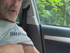 Parent masturbating off in the van and empty a ultra-cute explosion