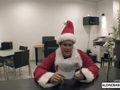 Brunette Chloe Lamour Becoming Bad Santa - POV Footjob and Titjob Hardcore