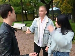 18 jaar, Pijpbeurt, Vriendje, Bruinharig, Man die toekijkt, Hd, Geld, Tiener