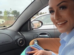 Beautiful brunette was picked up at a parking lot for POV sex