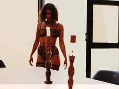 Negro, Linda, Ébano, Penetracion con dedos, Masturbación, Afeitado, Medias largas, Adolescente