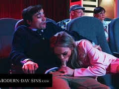 Ricky Spanish, Pervert Old Man And Athena Faris In All-natural Exhibitionist Gives Virgin Boyfriend The Best Movie Theatre Blowjob!