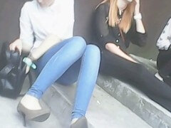 Bisexuelle, Bulgare, Talons, De plein air, Fumer