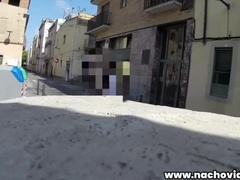 Asian Tigerr Benson sucks Nacho Vidal's huge cock in public parking lot - outdoor blowjob & doggy fuck