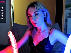 Russian kelly double dildo glowing swallow